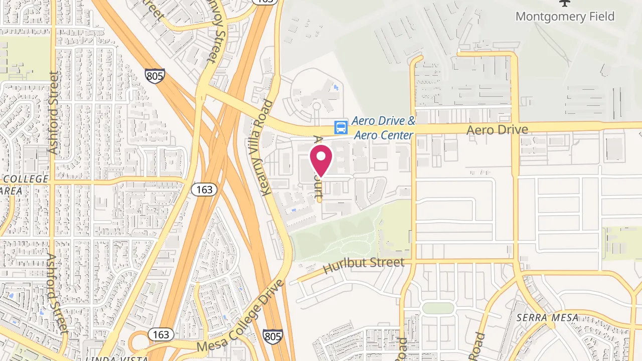 Map showing AMLI Aero at 3585 Aero Court, San Diego, CA 92123