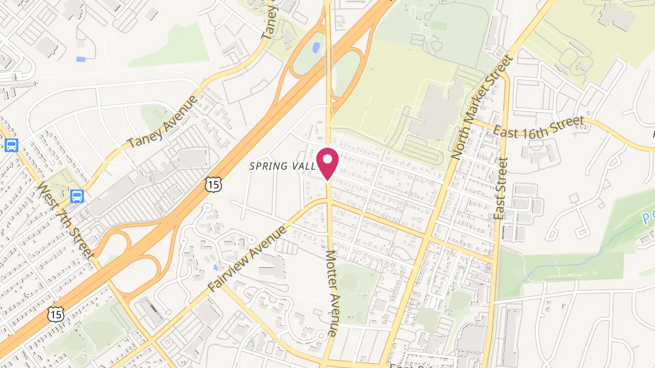 Map showing Frederick Greenes Apartments at 1313 Motter Avenue, Frederick, MD 21701