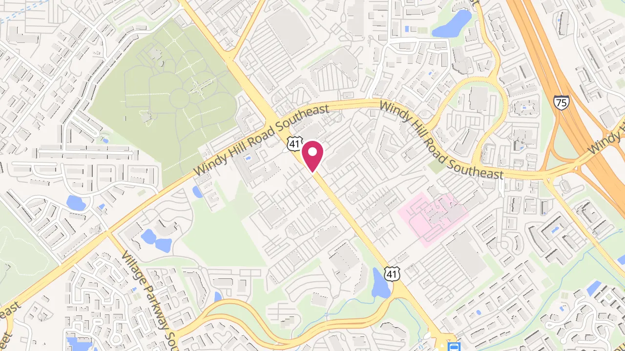 Map showing Harlow Apartments at 2100 Cobb Pkwy SE, Smyrna, GA 30080