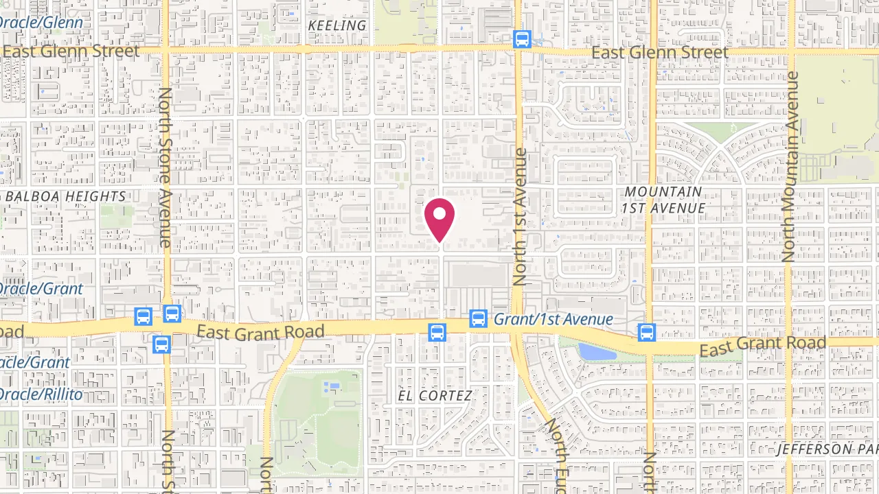 Map showing Las Brisas Apartments at 2525 N Los Altos Ave, Tucson, AZ 85705