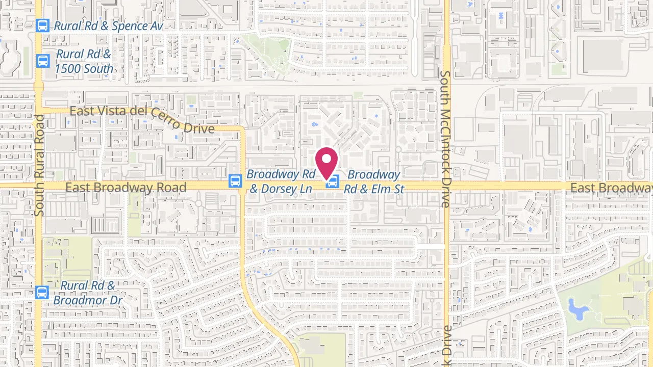 Map showing Onnix at 1500 E Broadway Rd, Tempe, AZ 85282