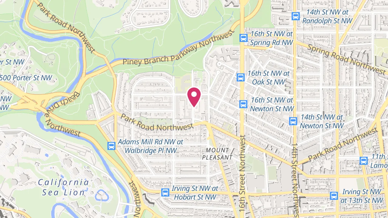 Map showing Park Pleasant Apartments at 3339 Mount Pleasant St. NW, Washington, DC 20010