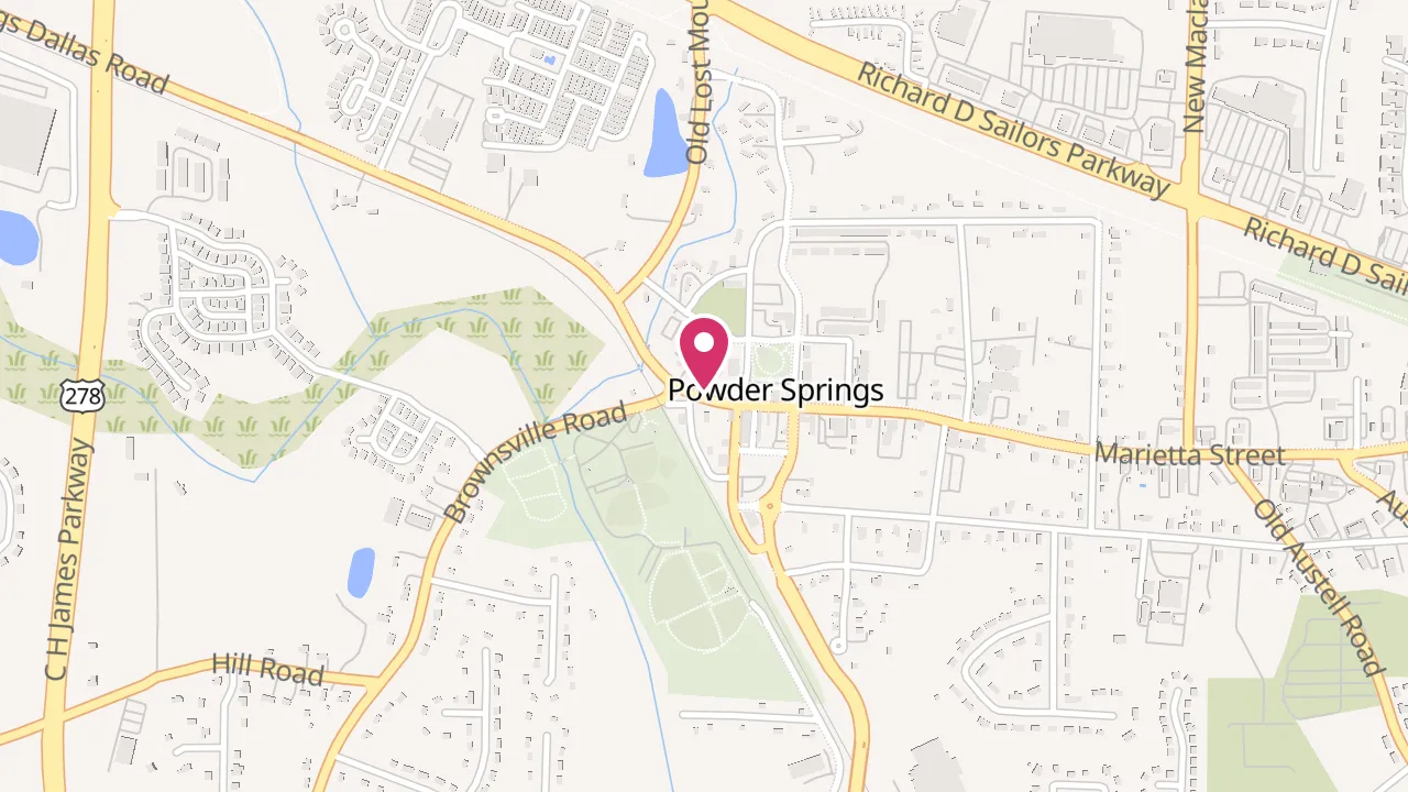 Map showing Springside Apartments & Townhomes at 4490 Marietta Street, Powder Springs, GA 30127