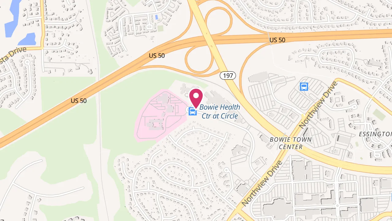 Map showing The Bowen at 14909 Health Center Dr., Bowie, MD 20716