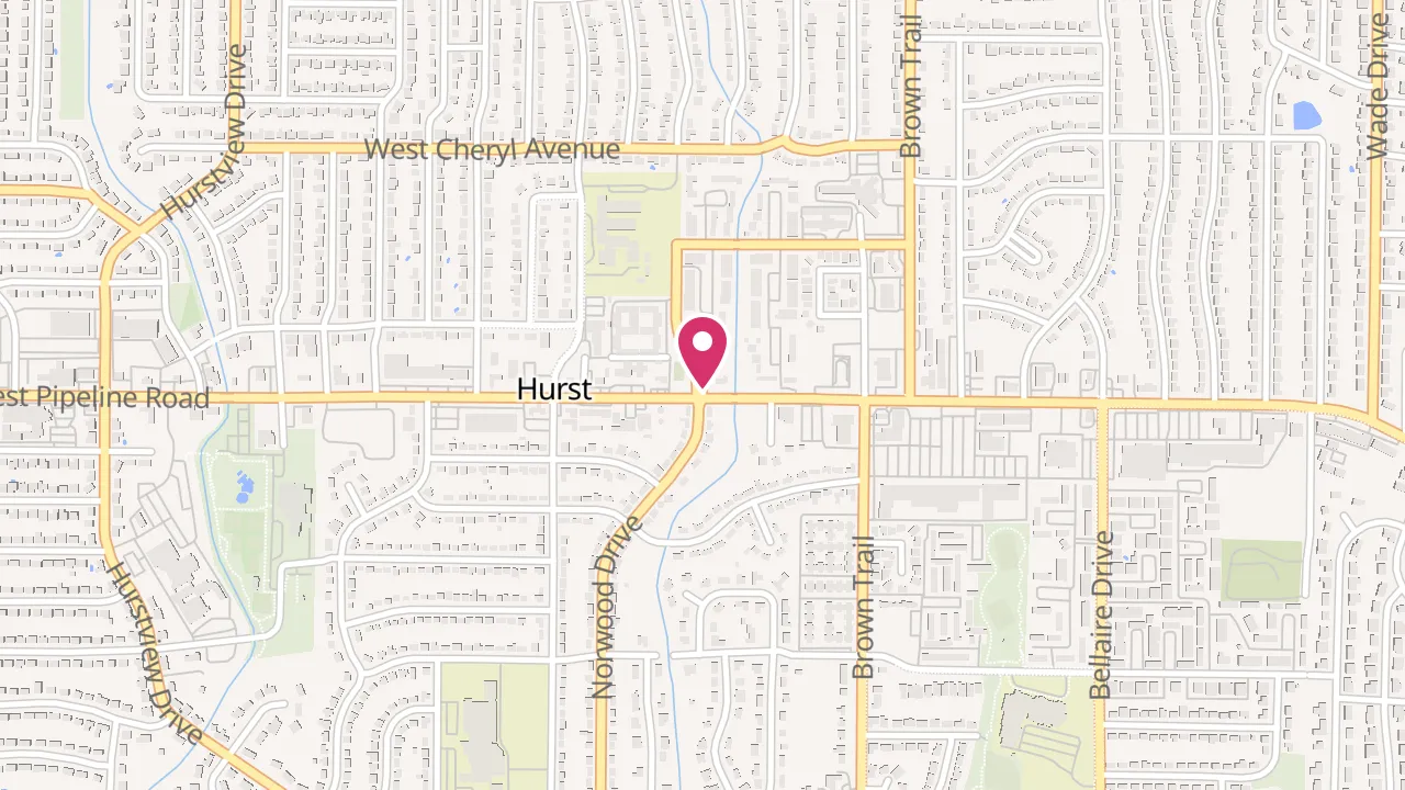 Map showing Valley Oaks at 101 E Pipeline Rd, Hurst, TX 76053