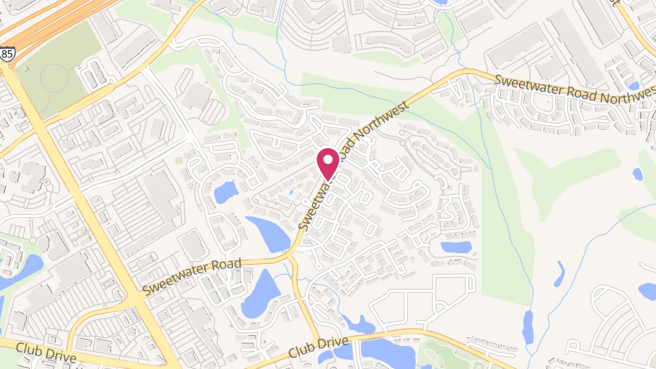 Map showing Wesley St. Claire Apartments at Lawrenceville at 3350 Sweetwater Road, Lawrenceville, GA 30044