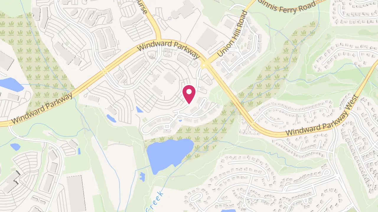Map showing Windward Place Apartments at 3080 Market Place, Alpharetta, GA 30005